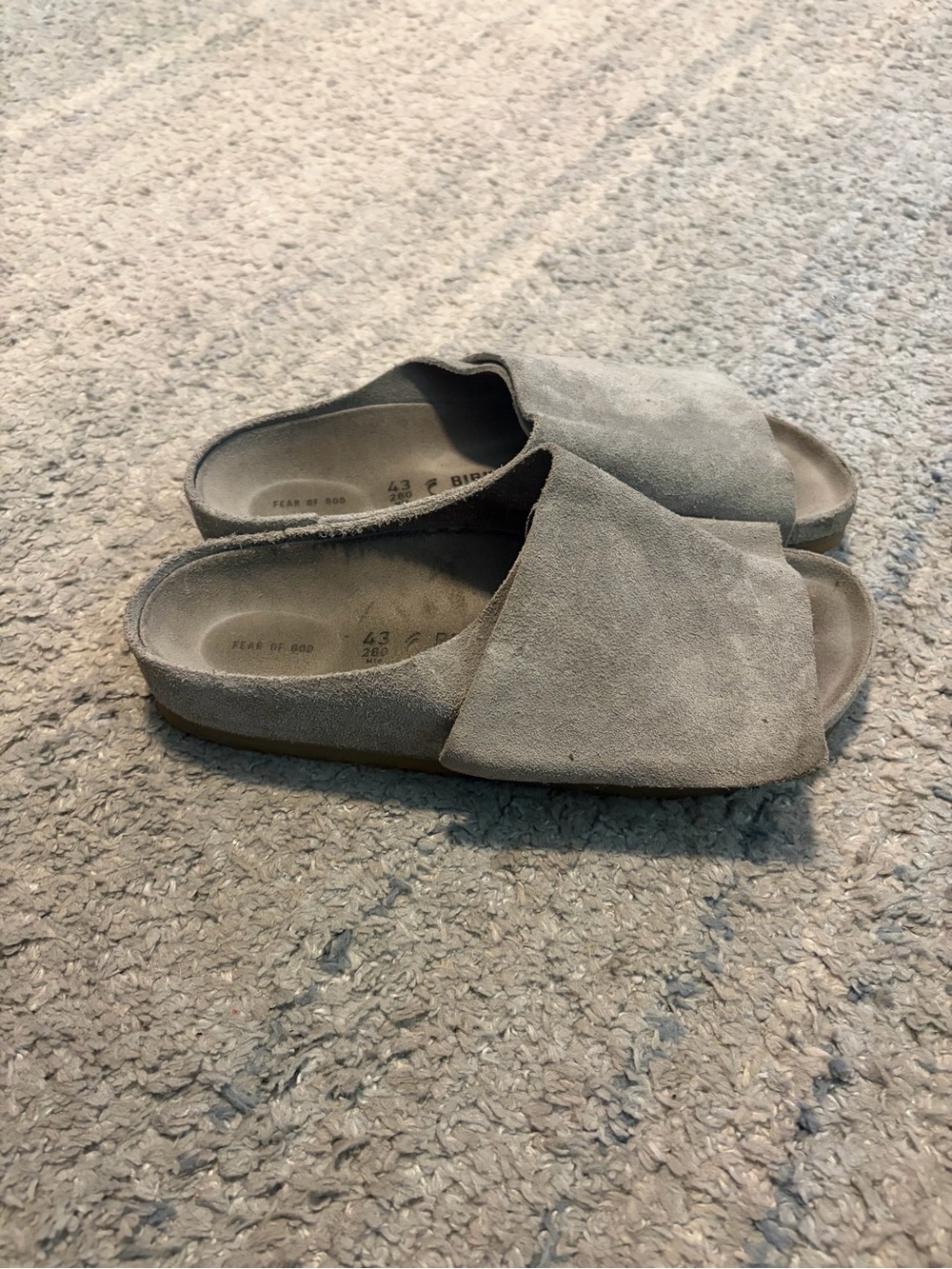 Fear of God Birkenstock Los Feliz Suede Clogs Grey Cement EU 43 US 10 Slide